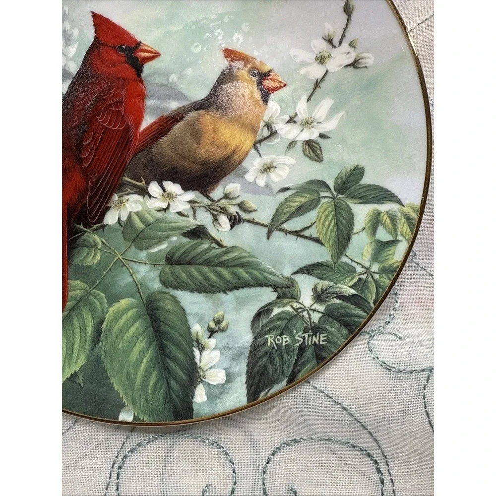 W.S. George SPINGTIME SPLENDOR Treasury of Songbirds Cardinals  Plate COA‎ FGJWP